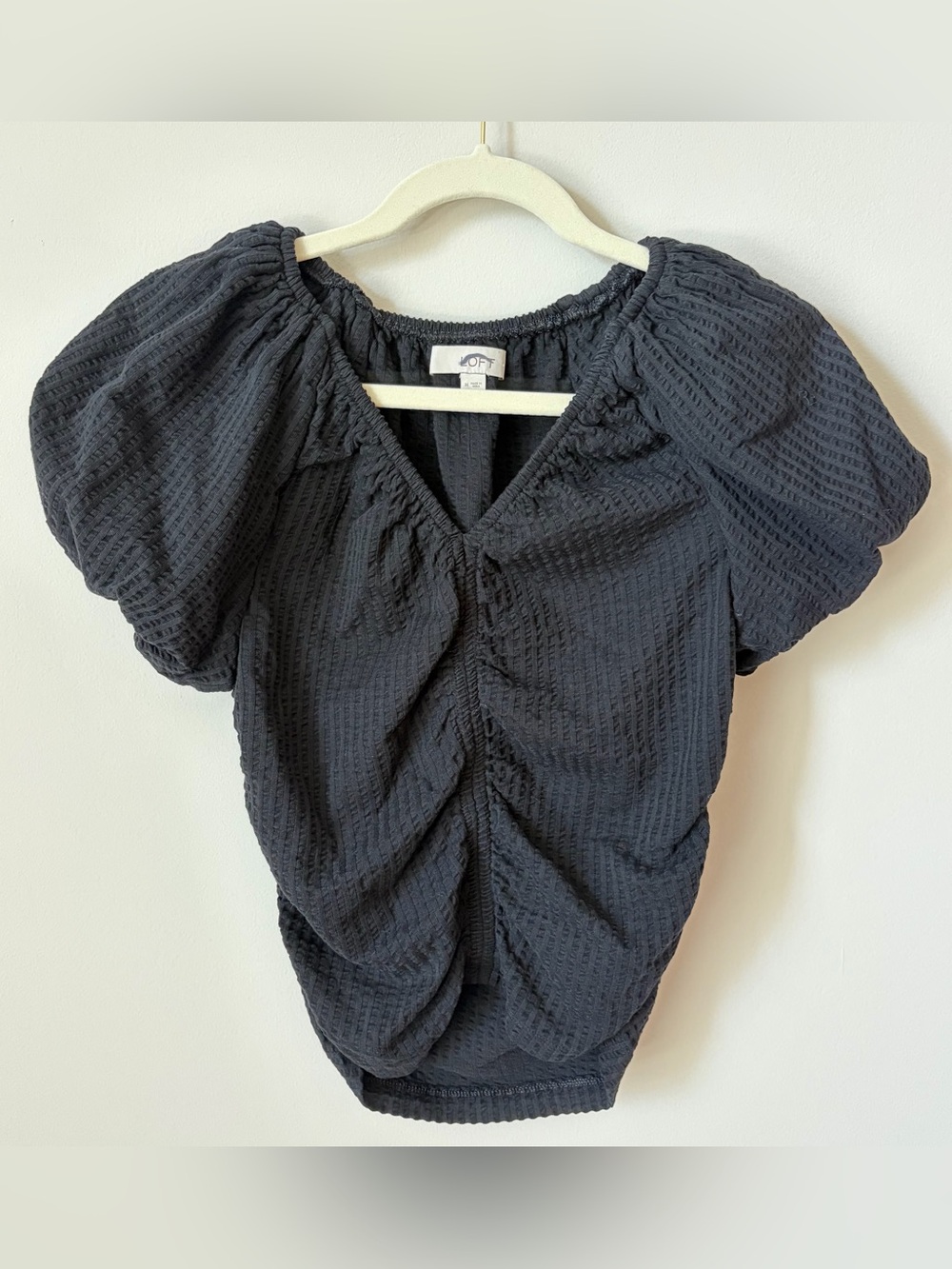 LOFT Ruched Puff Sleeve T-shirt